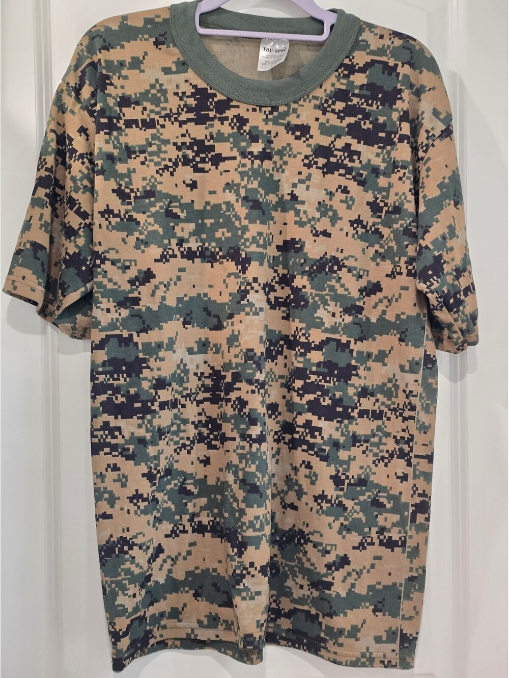Tru-Spec Men's Digital Camo T-Shirt Lg 50% Cotton 50% Polyester Military Style